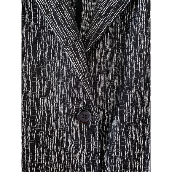 Vtg 90s SUN KIM Black White Patterned Jacquard Button Up Blazer Jacket Sz XL USA - Picture 10 of 14